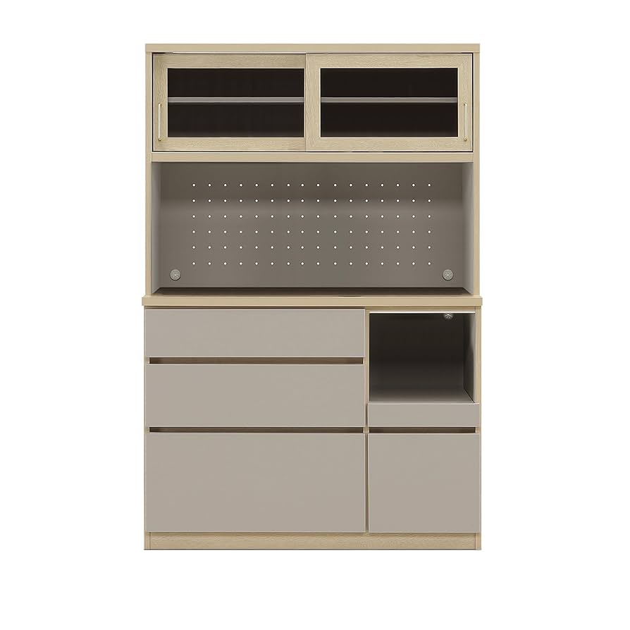 Amazon｜大川家具 国産 キッチン収納 食器棚 オーク 幅120cm